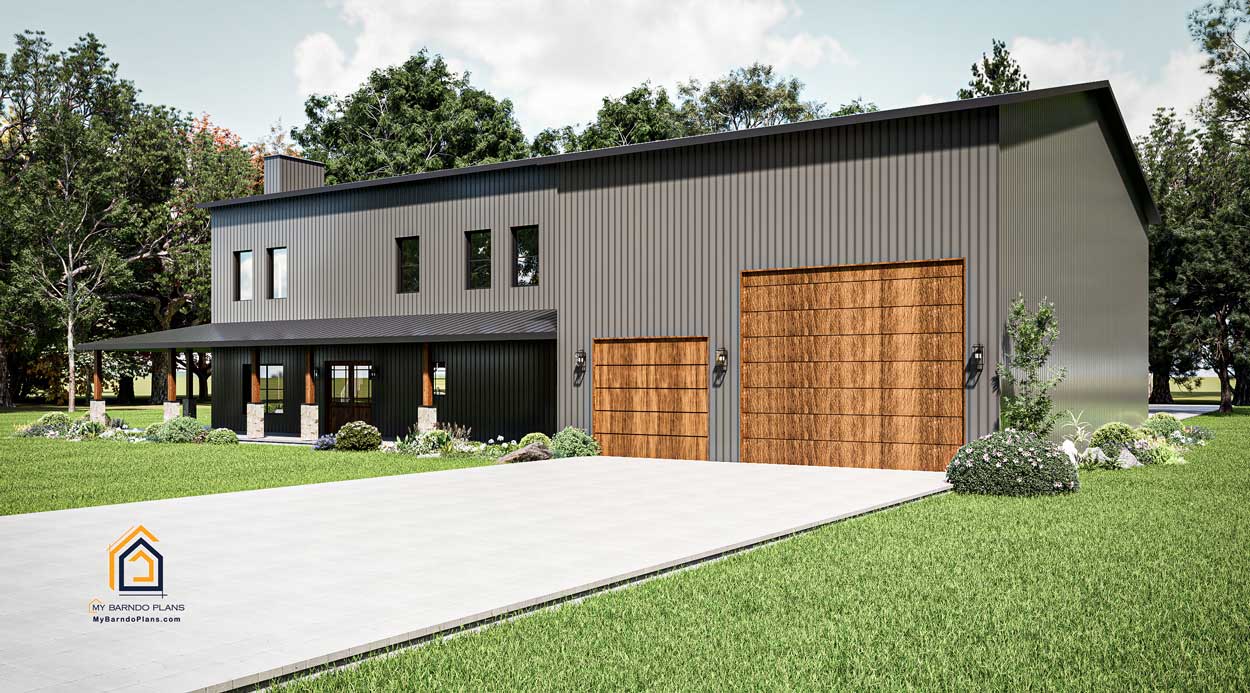 Garage view of 4 br double d ranch barndominium