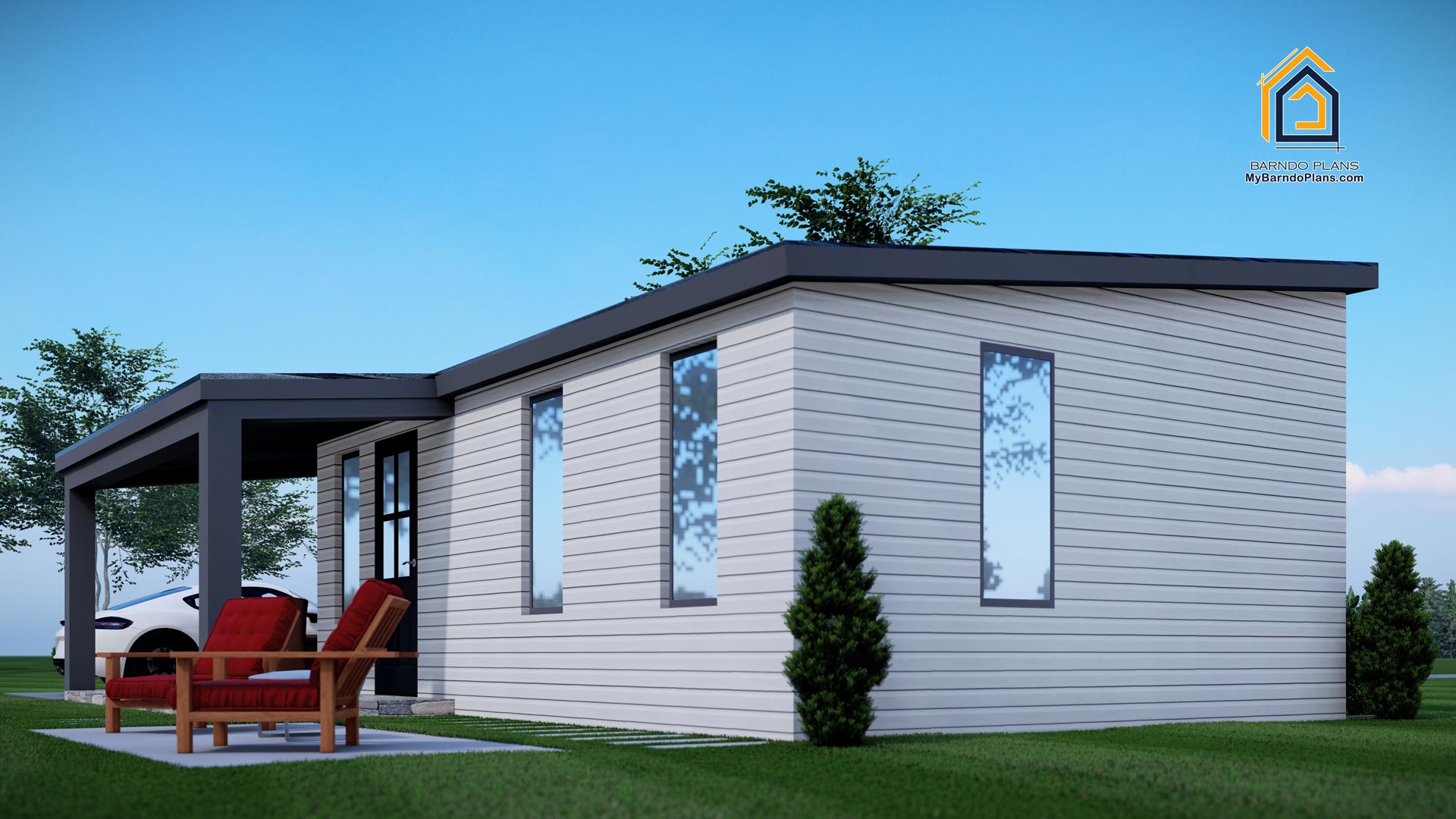 1 bedroom adu floor plan 3d rendering side kick