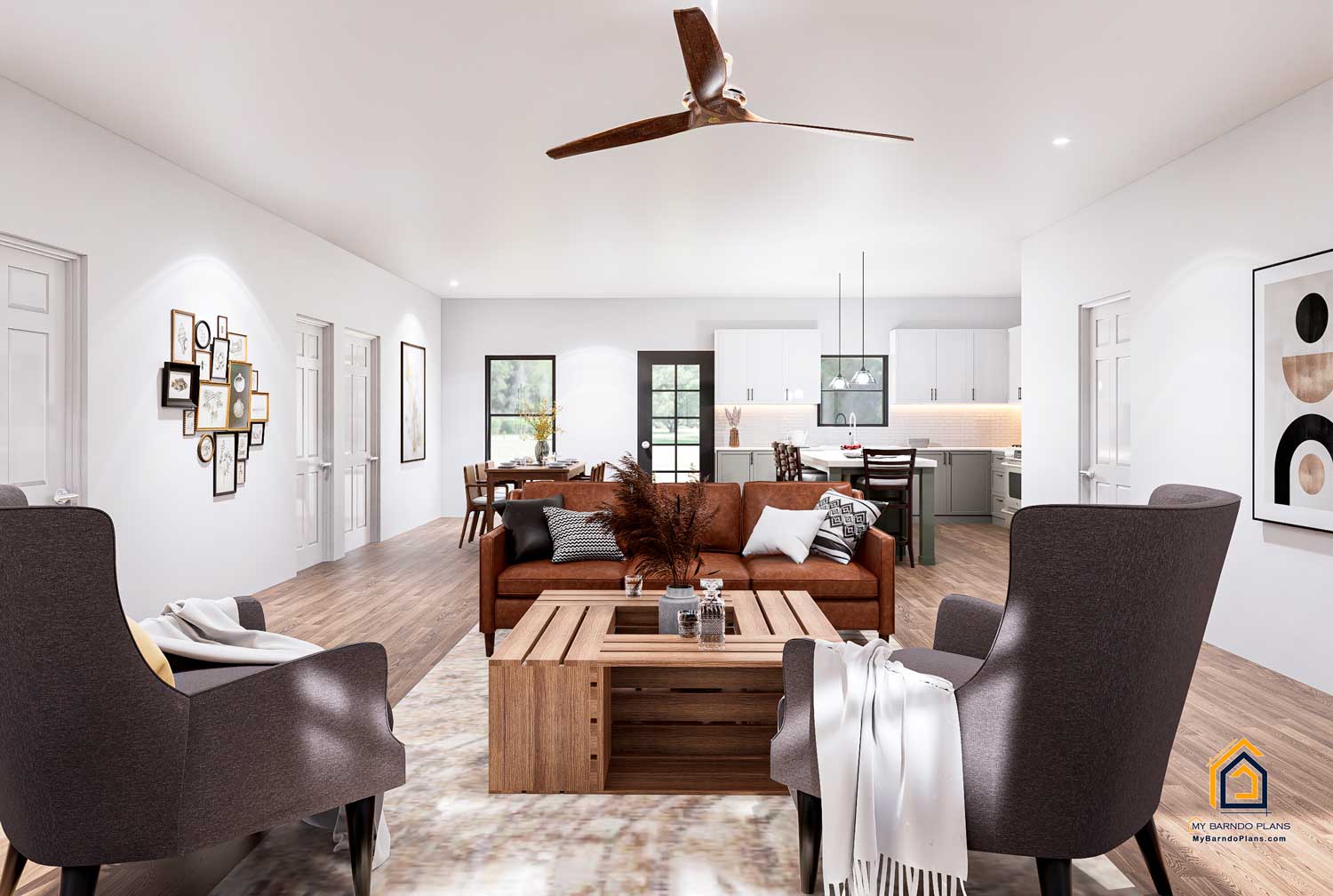 Heritage barndominium living area