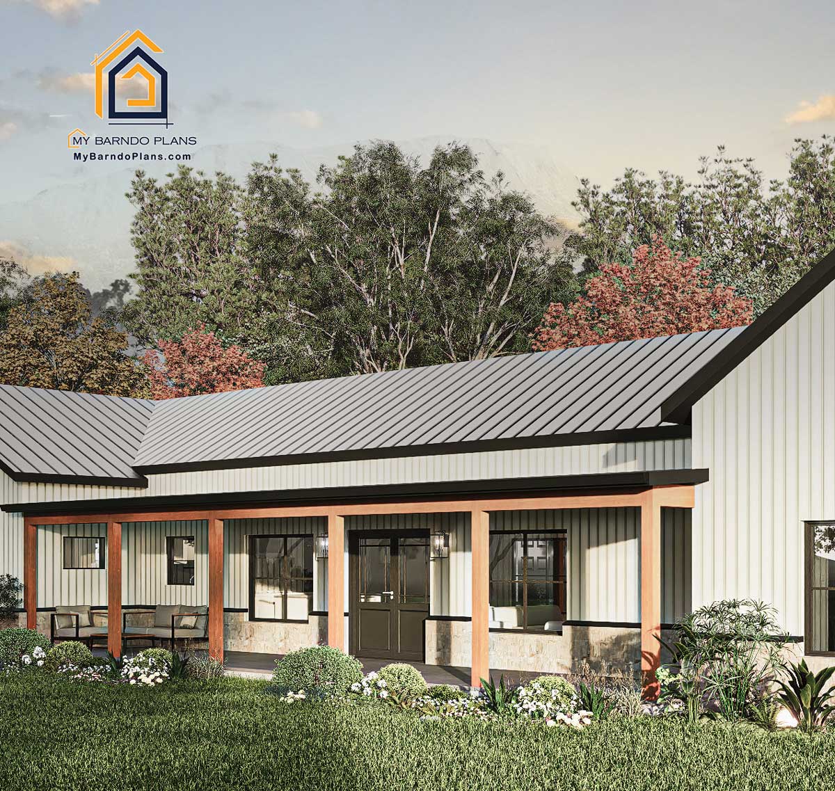 Back porcho prairie barndominium